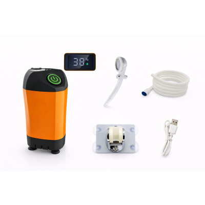 Душ портативный Submersible Pomp от USB кемпинговый с помпой аккумуляторный оранжево-чёрный