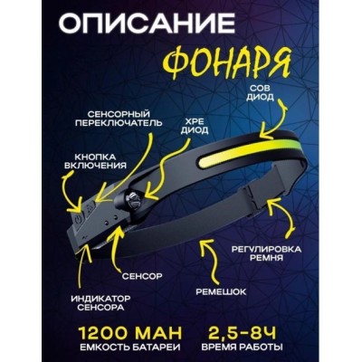 Фонарь налобный сенсорный Police BL-G28 аккумуляторный фонарик