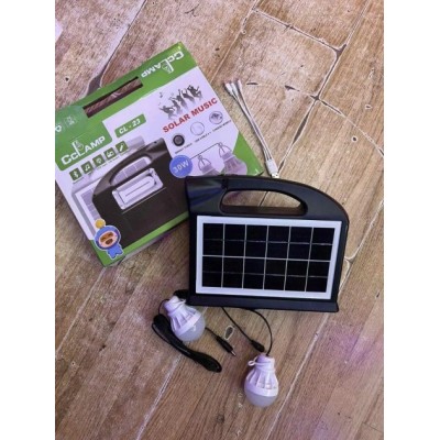 Фонарь Gd-Lite / CCLamp CL-23 30W с солнечной панелью, 2 лампочки, повербанк, Bluetooth+Радио