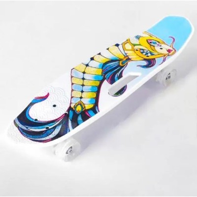 Скейт Пенни Борд Best Board C 40311 со светящимися колесами абстракция синий с желтым