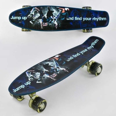 Скейт Пенни Борд Best Board P 13780 со светящимися колесами Танцы синий