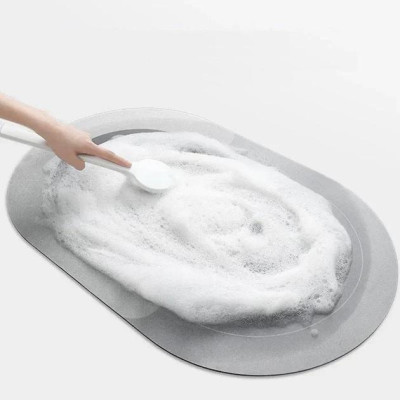 Коврик для ванной комнаты Shower Room 3D Мрамор влаговпитывающий нескользящий ковер суперпоглощающий, диатомитовый 60х40 см серый