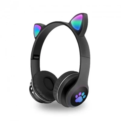 Беспроводные наушники Bluetooth Cat VIV-23 microSD с подсветкой чёрные
