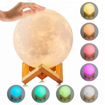 Нічник світильник зволожувач повітря 3D Місяць Moon RGB 13 см